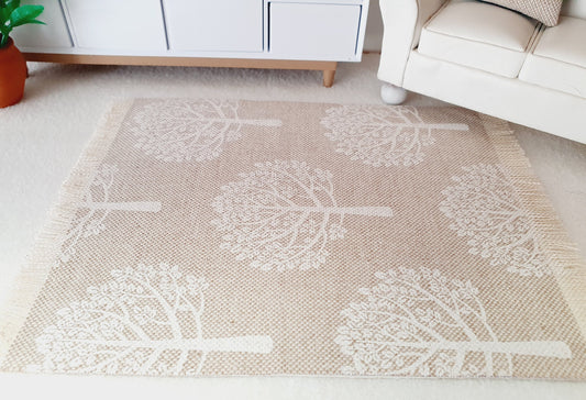 White Trees Linen Look Rug – alternate view 2 | 1:12 scale dolls house miniature