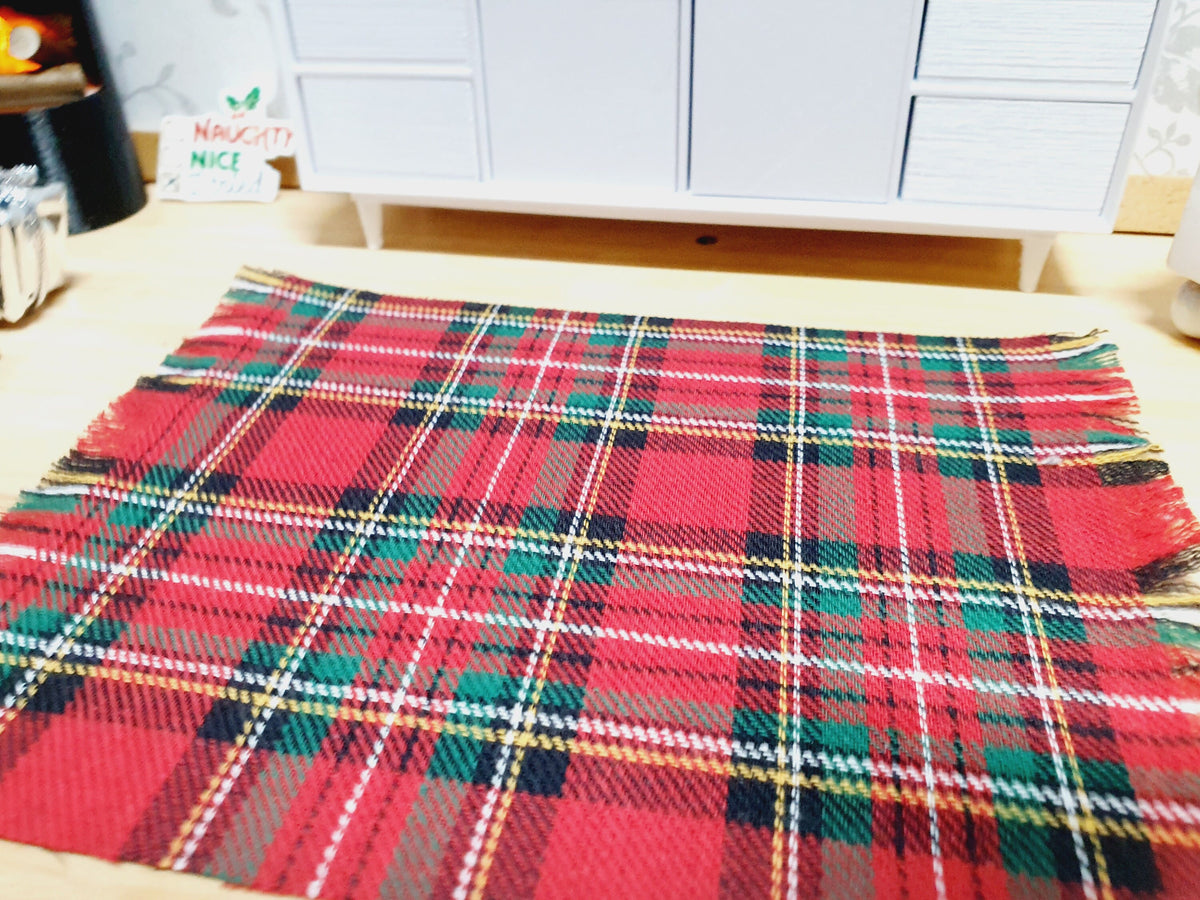 Red Tartan Rug – alternate view 6 | 1:12 scale dolls house miniature