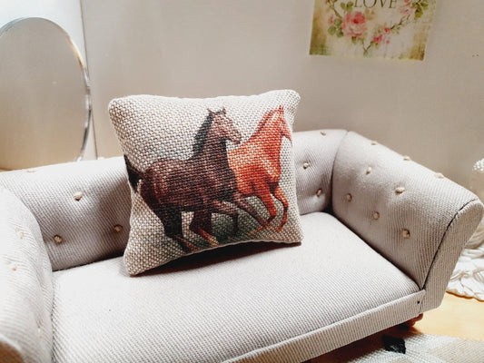 Galloping Horses Cushion – alternate view 2 | 1:12 scale dolls house miniature