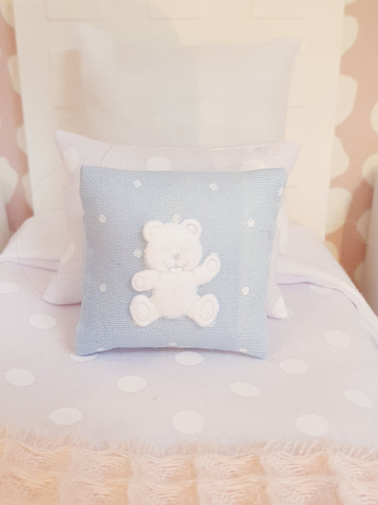 Polka Dot Bear Cushion – alternate view 2 | 1:12 scale dolls house miniature