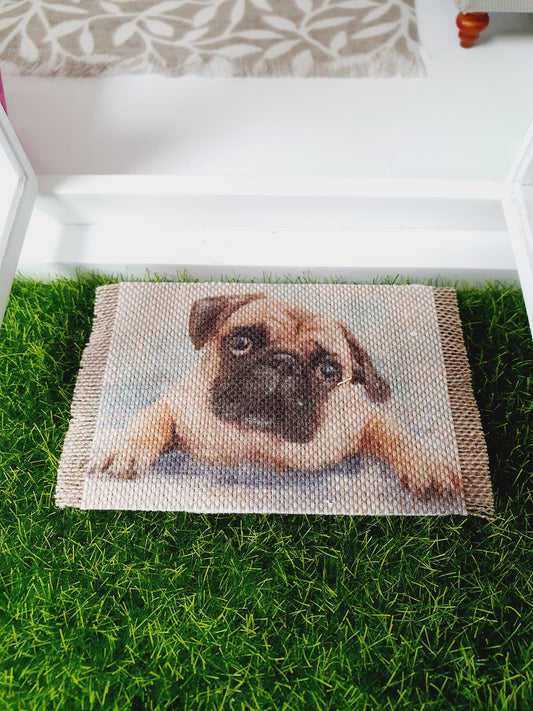 Pug Dog Doormat – alternate view 2 | 1:12 scale dolls house miniature