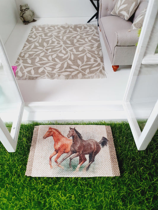 Horses Fabric Doormat – alternate view 2 | 1:12 scale dolls house miniature