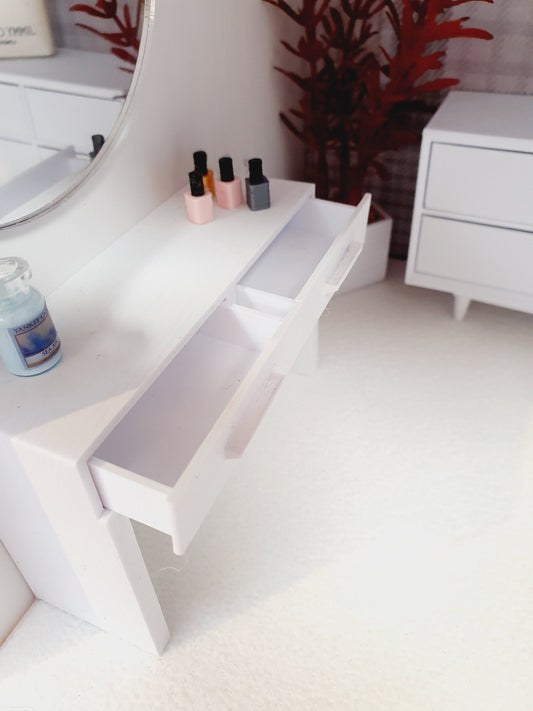 Modern Dressing Table with Drawers – alternate view 2 | 1:12 scale dolls house miniature