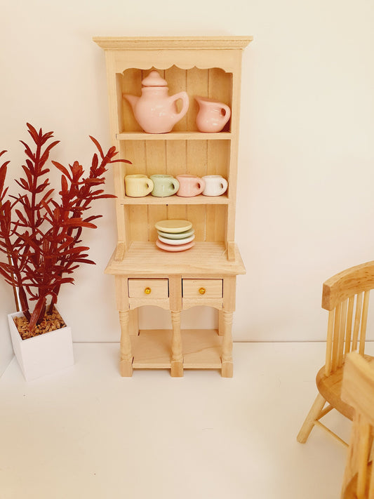 Wooden Farmhouse Dresser – alternate view 2 | 1:12 scale dolls house miniature