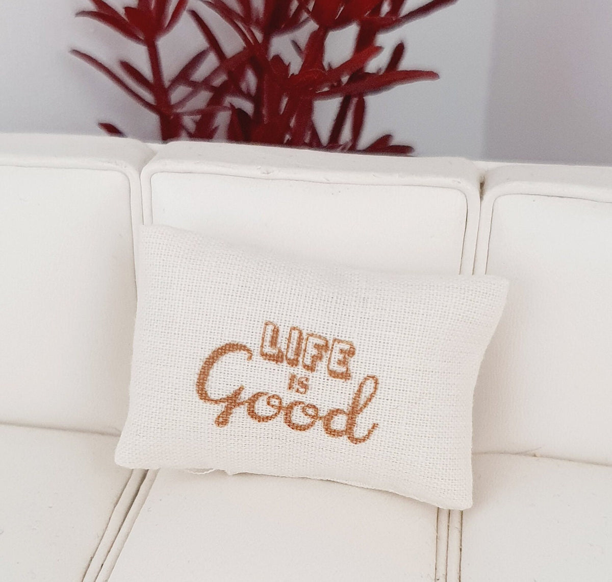 Gold Quote Cushion – Design Choice – alternate view 6 | 1:12 scale dolls house miniature