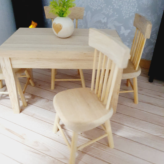 Wooden Dining Chair – alternate view 2 | 1:12 scale dolls house miniature