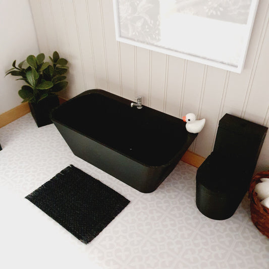 Black Bathroom Set & Double Vanity – alternate view 2 | 1:12 scale dolls house miniature