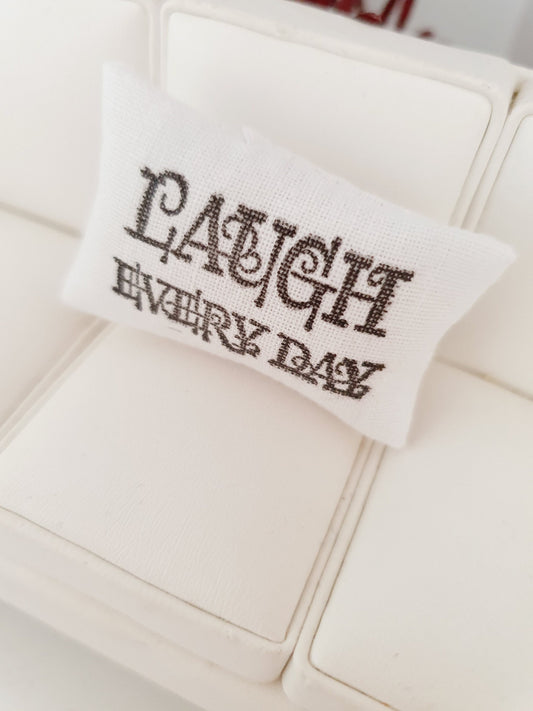 Love, Laugh & Live Quote Cushion – alternate view 2 | 1:12 scale dolls house miniature