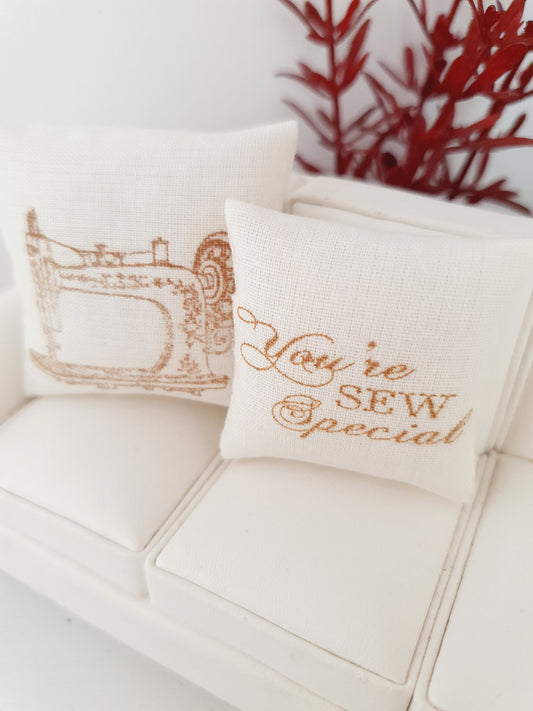 Sewing Room Cushions – Pair – alternate view 2 | 1:12 scale dolls house miniature