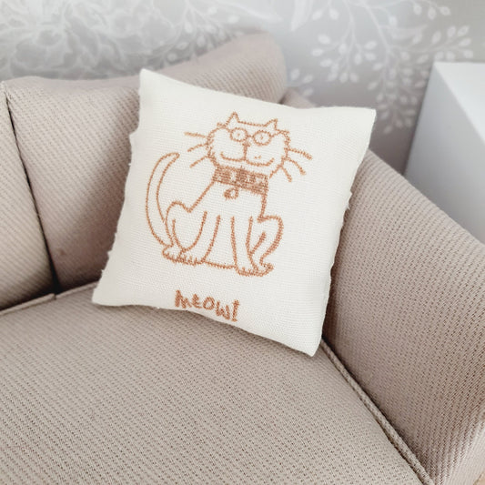 Meow Cat Cushion – alternate view 2 | 1:12 scale dolls house miniature