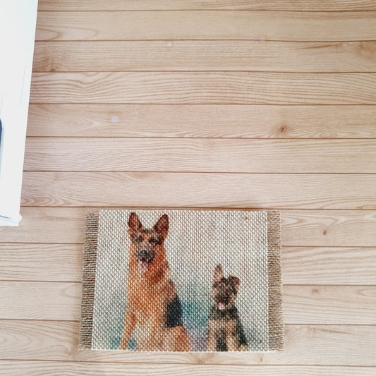 German Shepherd Dog & Pup Doormat – alternate view 2 | 1:12 scale dolls house miniature