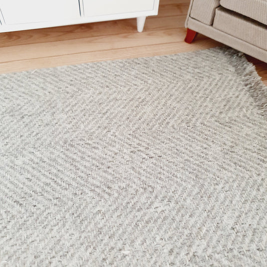 Light Grey Herringbone Rug – alternate view 2 | 1:12 scale dolls house miniature