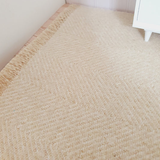 XL Dark Beige Herringbone Rug – alternate view 2 | 1:12 scale dolls house miniature