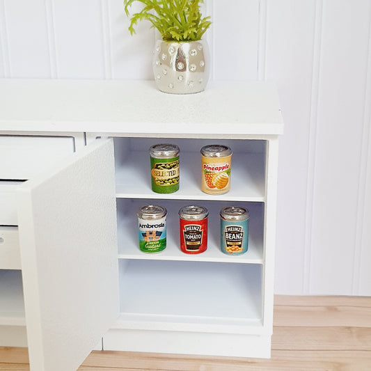 Food Cans – Set of 5 – alternate view 2 | 1:12 scale dolls house miniature