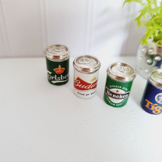 Beer Cans – Set of 5 – alternate view 2 | 1:12 scale dolls house miniature