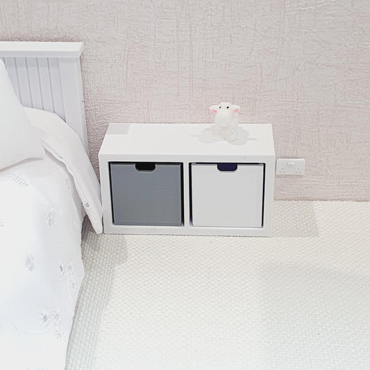 Modern Cube Storage Unit with Boxes – alternate view 2 | 1:12 scale dolls house miniature