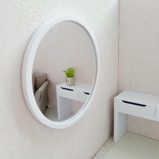 Coloured Round Mirror – 93 mm – alternate view 2 | 1:12 scale dolls house miniature