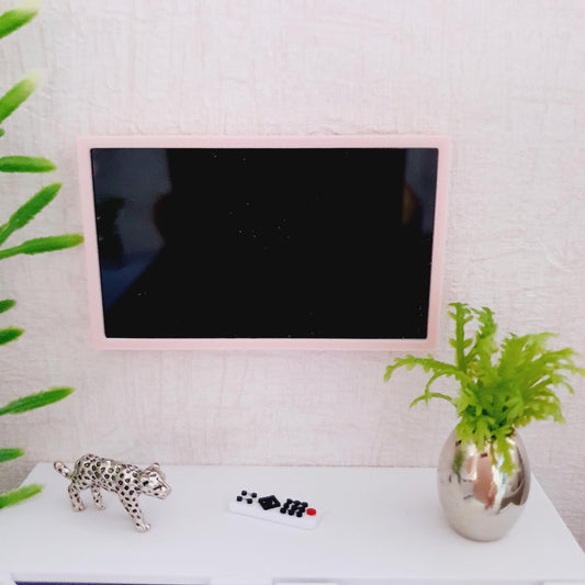 Modern Flatscreen TV with Remote – alternate view 2 | 1:12 scale dolls house miniature