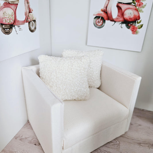 Bouclé Cushions – Pair – alternate view 2 | 1:12 scale dolls house miniature
