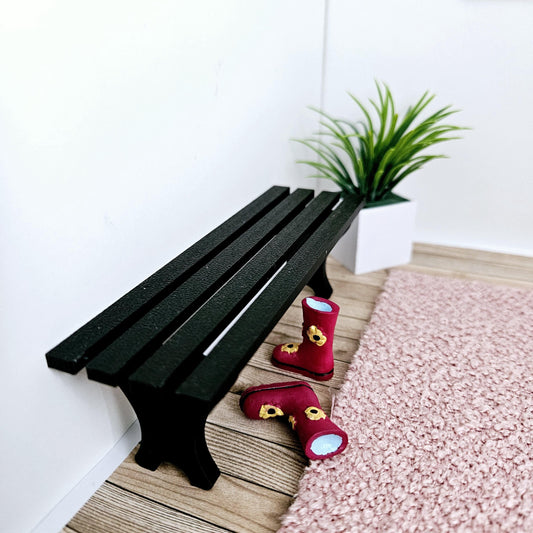 Coloured 120 mm Slatted Bench – alternate view 2 | 1:12 scale dolls house miniature