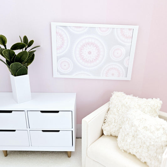 Pink Circles Framed Wall Art – alternate view 2 | 1:12 scale dolls house miniature