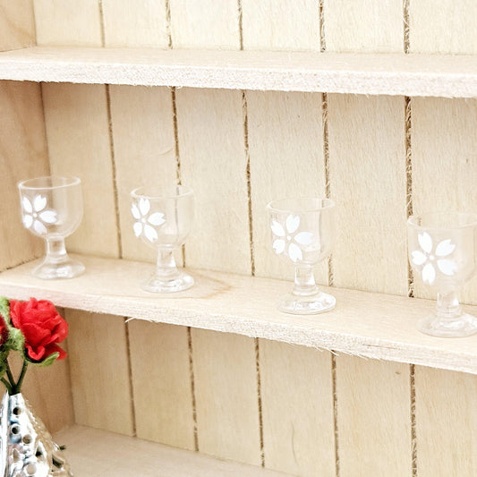White Flower Wine Glasses – Set of 4 – alternate view 2 | 1:12 scale dolls house miniature
