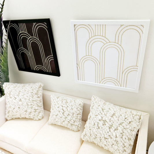 Black & Gold Abstract Art Pair – alternate view 2 | 1:12 scale dolls house miniature
