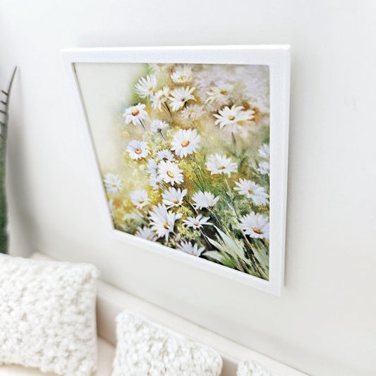 White Daisy Floral Wall Art – alternate view 2 | 1:12 scale dolls house miniature
