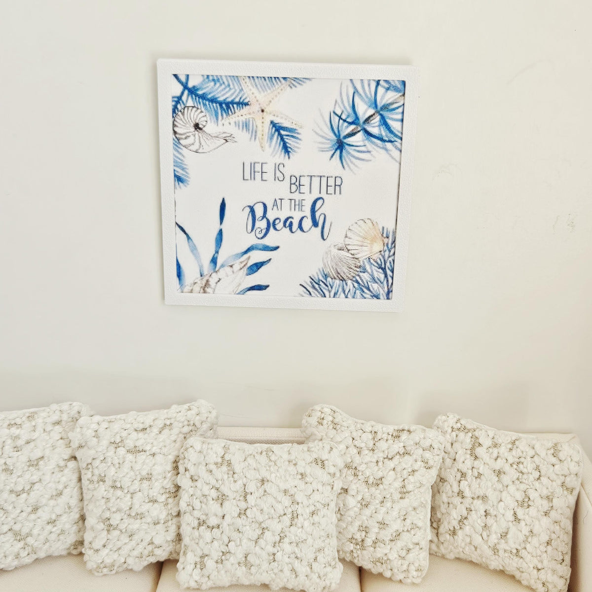 Dolls House Beach Wall Art | “Life is Better at the Beach” | Framed Picture | 1:12 Scale