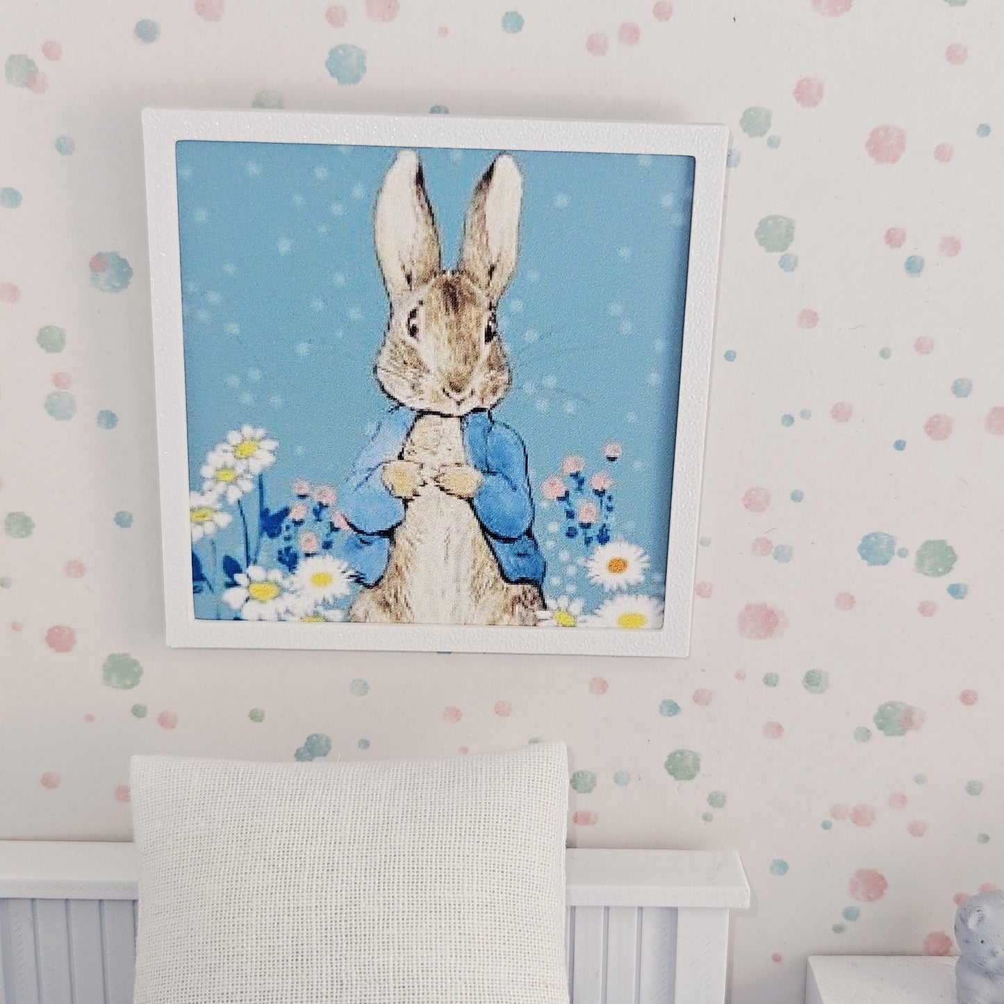 Dolls House Peter Rabbit Print, Modern Framed Miniature Wall Art
