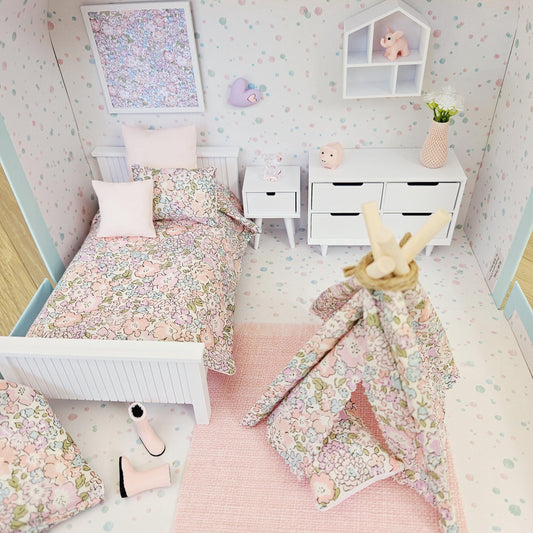 Pale Blue Liberty Michelle Suitcase – alternate view 2 | 1:12 scale dolls house miniature