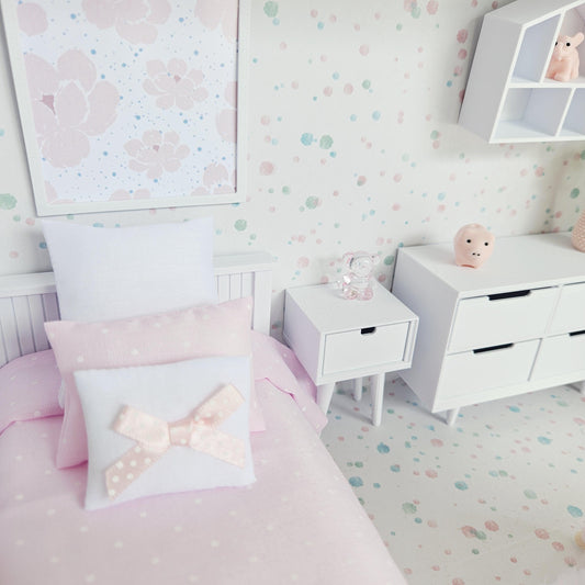 Pink Polka Dot Suitcase Dollhouse – alternate view 2 | 1:12 scale dolls house miniature