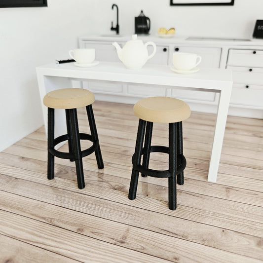 Bar Stools – Set of 2 – alternate view 2 | 1:12 scale dolls house miniature