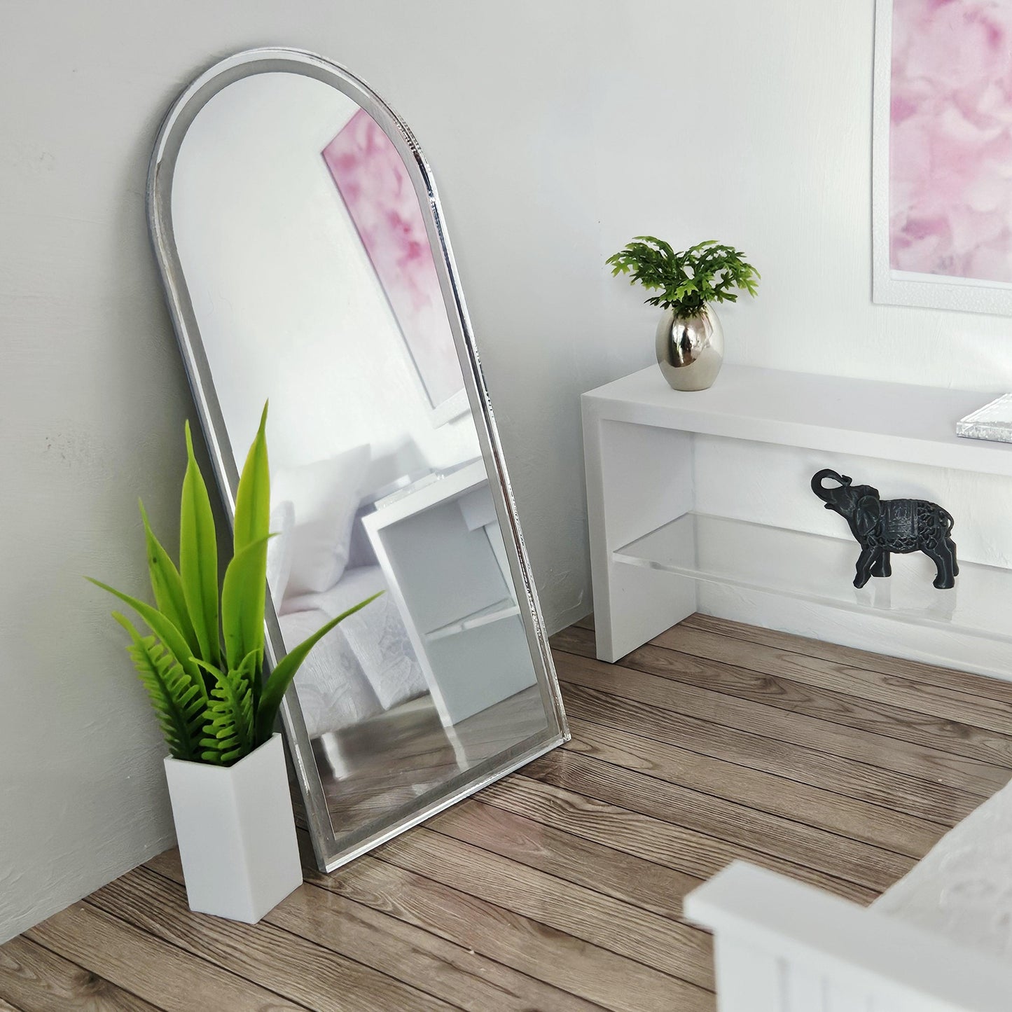 Dolls House Arched Floor Mirror | Free-Standing | 1:12 Scale