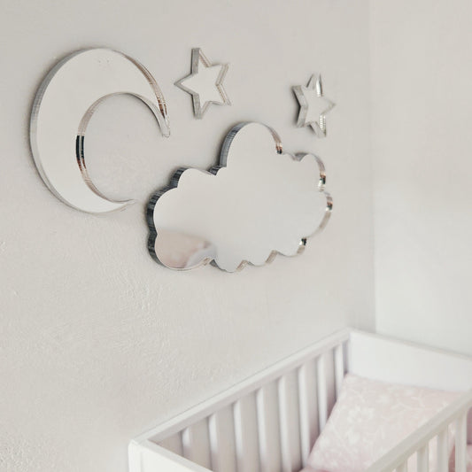 Moon, Cloud & Stars Mirror Set – alternate view 2 | 1:12 scale dolls house miniature