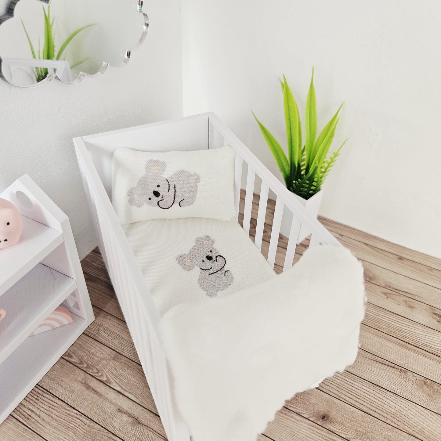 Dolls House Cot Bedding Set – Koala Design, 1:12 Scale