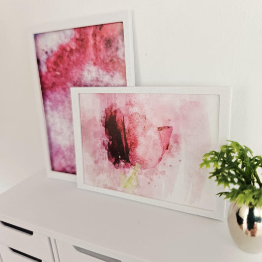 Pink Floral Wall Art (Set of 2) – alternate view 2 | 1:12 scale dolls house miniature