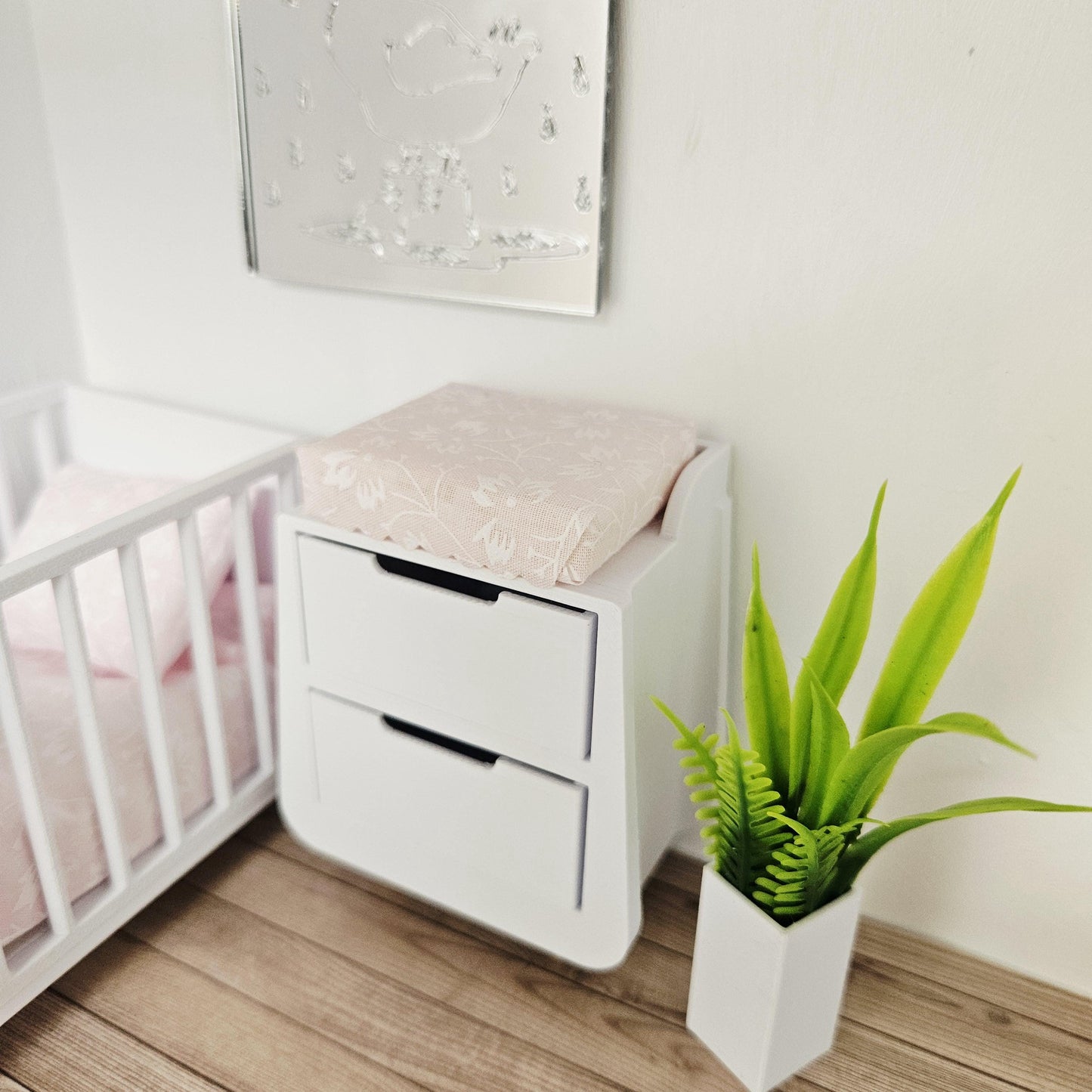 Dolls House Baby Changing Unit – Scandinavian Style Drawer Unit | 1:12 Scale
