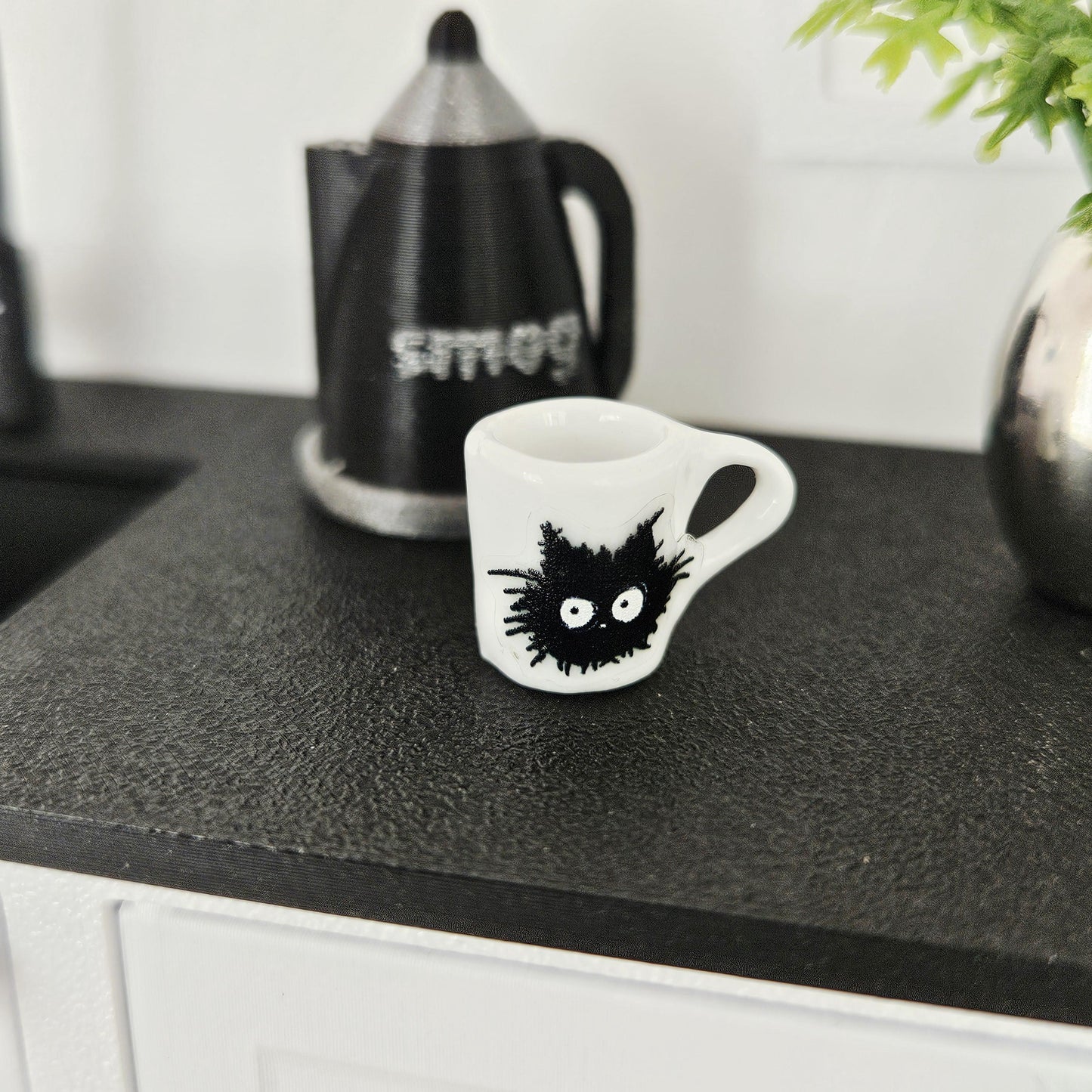 Dolls House Black Cat Mug | Miniature Cup | Cat Lover Kitchen Accessory | 1:12 Scale