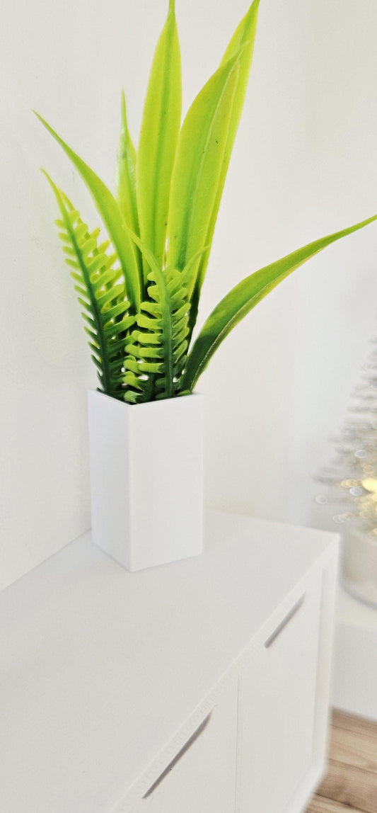 Tall Pot with Green Leaves – alternate view 2 | 1:12 scale dolls house miniature