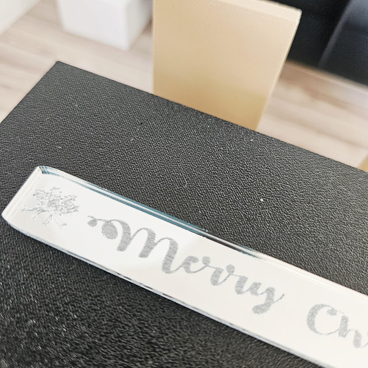 Merry Christmas Mirror Table Runner – alternate view 5 | 1:12 scale dolls house miniature