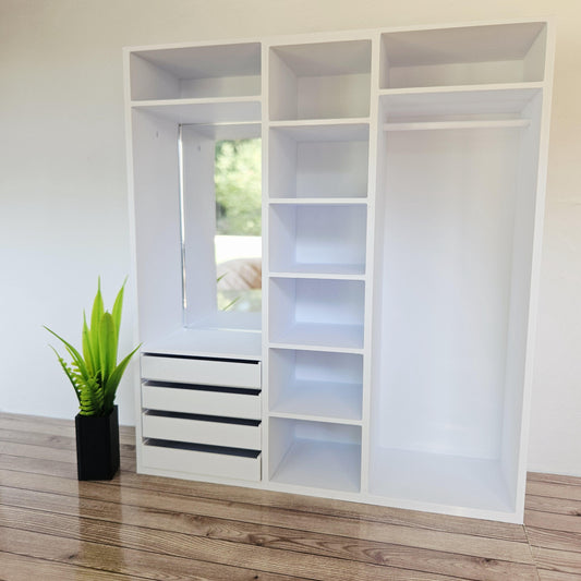 Modern Open Wardrobe with Mirror – alternate view 2 | 1:12 scale dolls house miniature