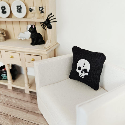 Halloween Skull Cushion – alternate view 2 | 1:12 scale dolls house miniature