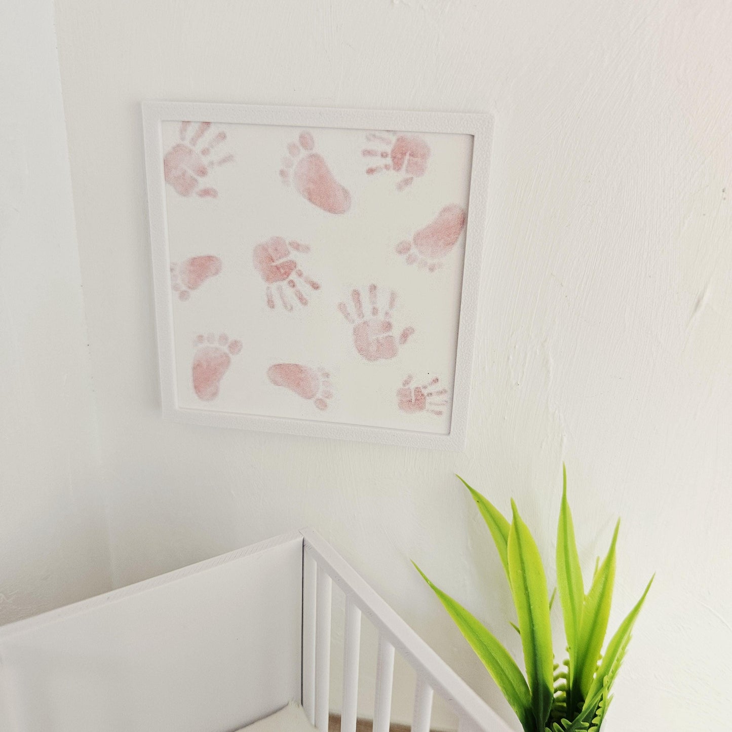 Dolls House Nursery Art: Pink or Blue Baby Handprints, 12th Scale