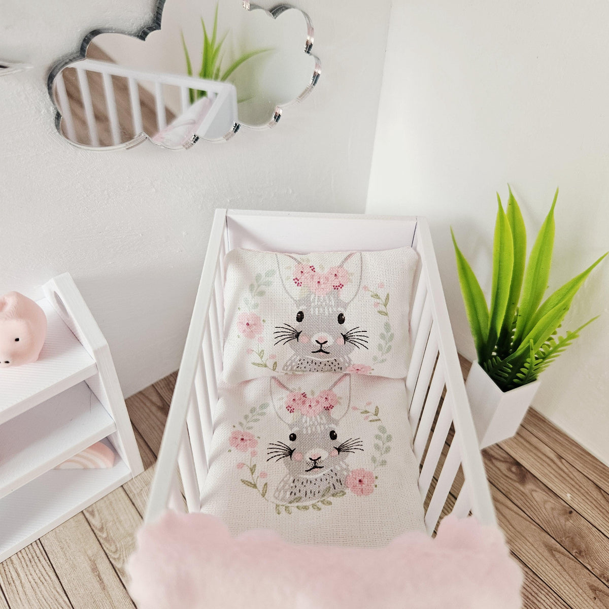 Rabbit Design Cot Bedding Set – alternate view 6 | 1:12 scale dolls house miniature