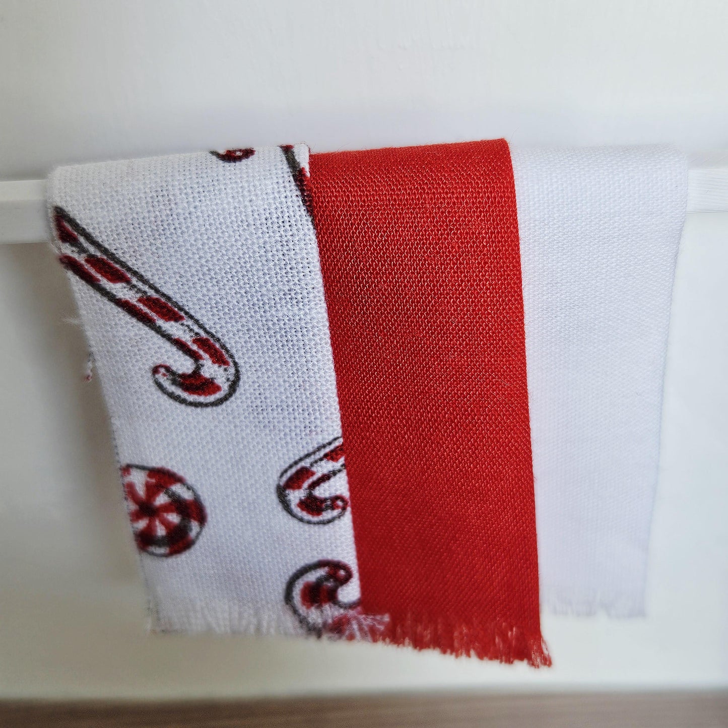 Dolls House Christmas Tea Towels: Miniature Candy Cane Set, 12th Scale