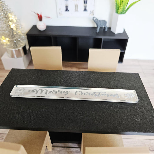 Merry Christmas Mirror Table Runner – alternate view 2 | 1:12 scale dolls house miniature