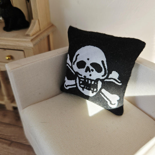 Halloween Skull Crossbones Cushion – alternate view 2 | 1:12 scale dolls house miniature