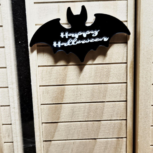 Halloween Bat Door Sign – alternate view 2 | 1:12 scale dolls house miniature