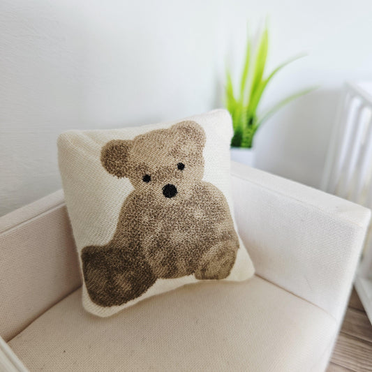 Cream Teddy Bear Cushion – alternate view 2 | 1:12 scale dolls house miniature